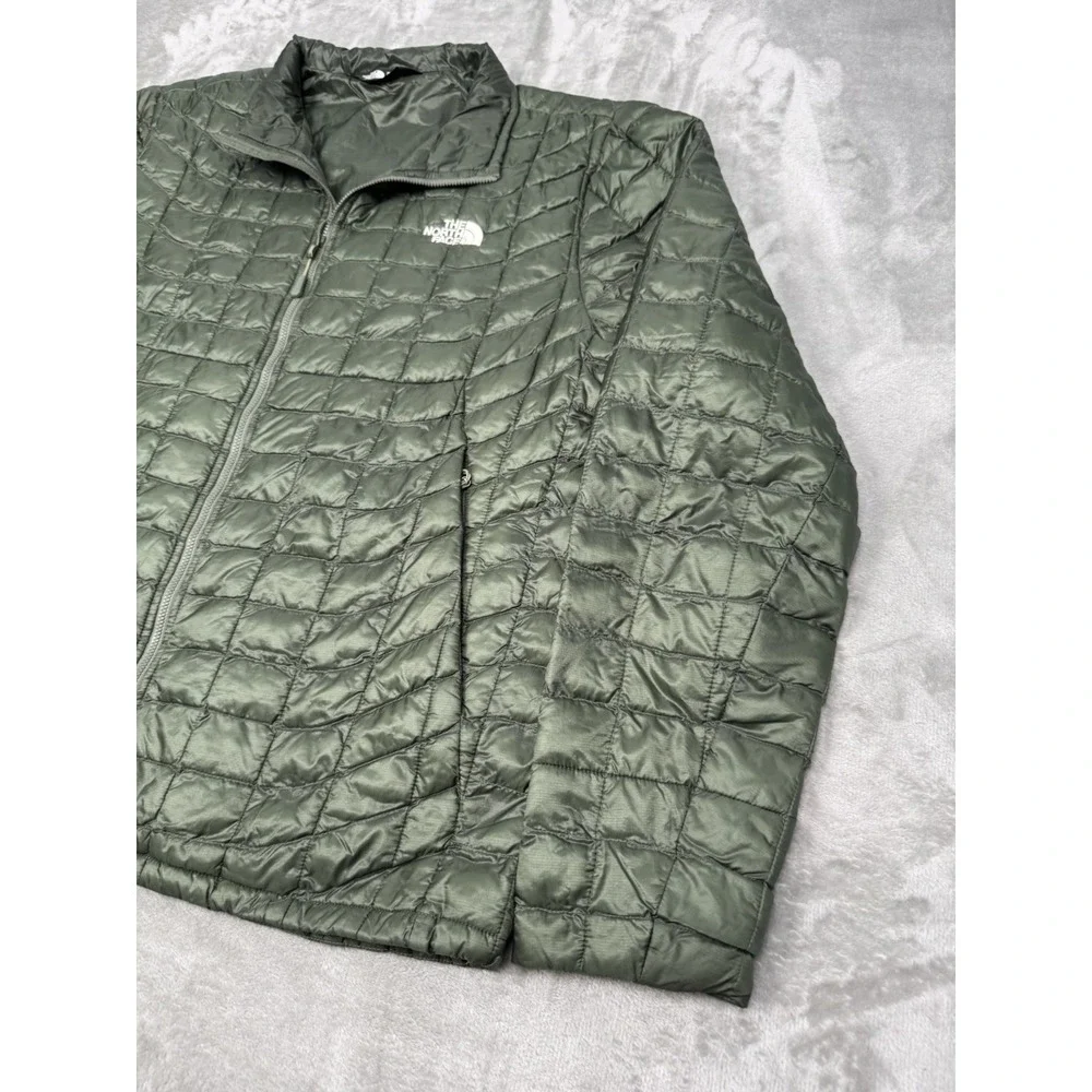 North Face Jacket Mens Large Olive Green Thermoball Eco Quilted Puffer Zip Trail